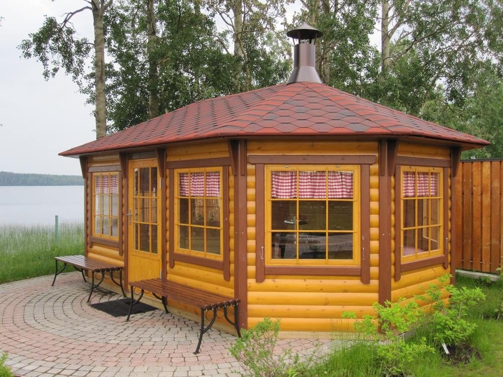Беседка из блок хауса с грилем