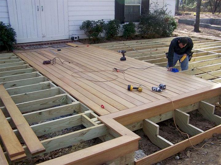 Монтаж деревянного пола для пристройки