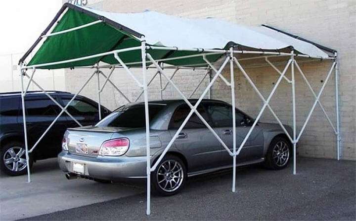 Навес для машины из пластиковых труб