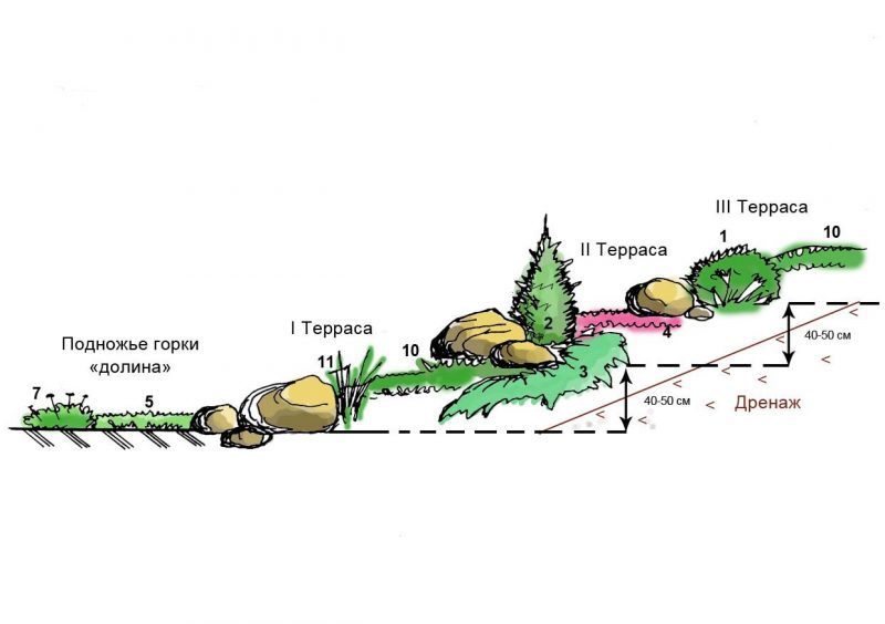 схема альпийской горки схема альпийской горки