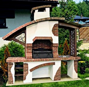 стационарное барбекю для дачи из кирпича